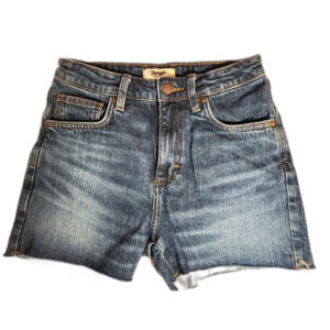 Wrangler Retro High Rise Cutoff Denim Shorts Raw Hem Distressed Coastal Cowgirl